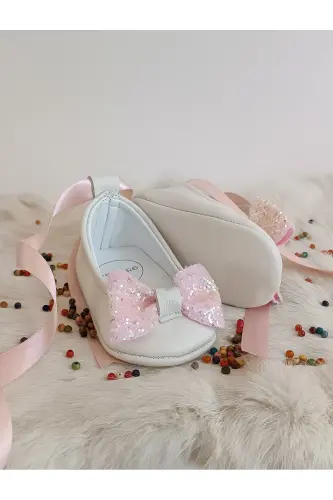 Perla Open Lilac Stone Genuine Leather Baby Ballet Shoes-Open Lilac Stone - 5