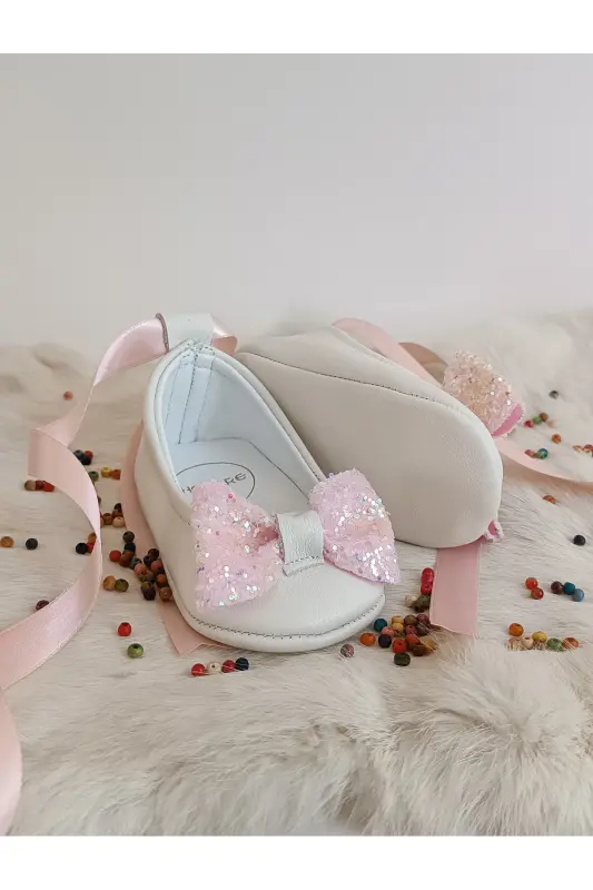 Perla Open Lilac Stone Genuine Leather Baby Ballet Shoes-Open Lilac Stone - 5