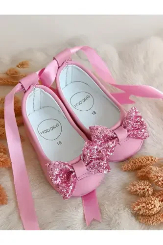 Perla Pink Genuine Leather Baby Moccasin Shoes-Pastel Pink - 1