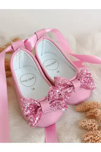 Perla Pink Genuine Leather Baby Moccasin Shoes-Pastel Pink - 3