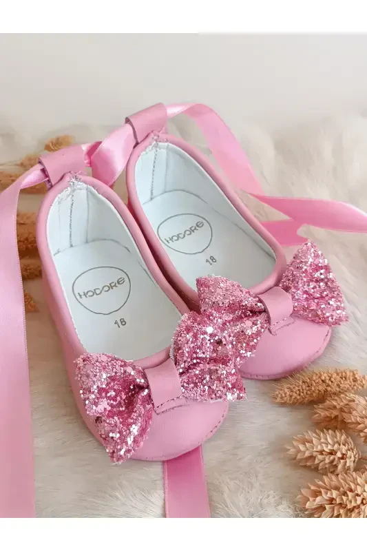 Perla Pink Genuine Leather Baby Moccasin Shoes-Pastel Pink - 3