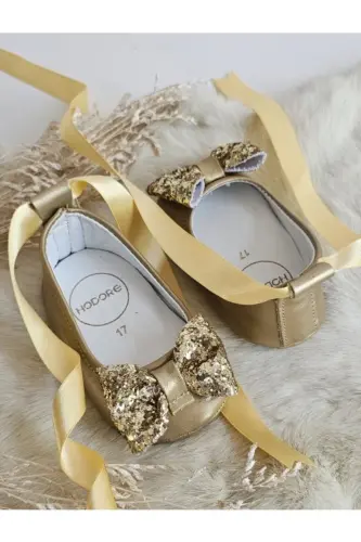 Perla Platin Gold Haqiqiy Teri Chaqaloq Babet Poyabzali - Platin Gold - 3