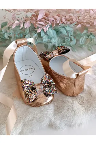 Perla Rose Hakiki Deri Bebek Babet Ayakkabı-Rose - 3