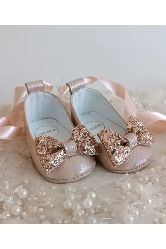 Perla Salmon Genuine Leather Baby Ballet Shoes-Stone Salmon - 2