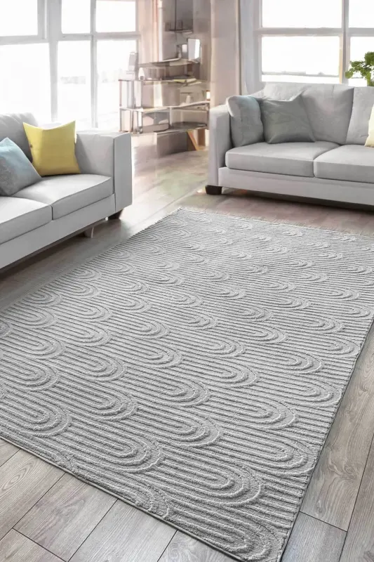 Perla Scandinavian Premium Plush Boucle Gray Rug Living Room Kitchen Rug Kids Rug Runner-Gray - 1