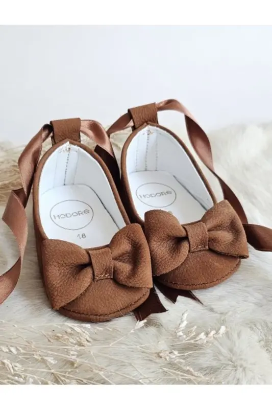 Perla Taba Nubuk Haqiqiy Teri Chaqaloqlar Uchun Baletka Poyabzali - Taba Nubuk - 4