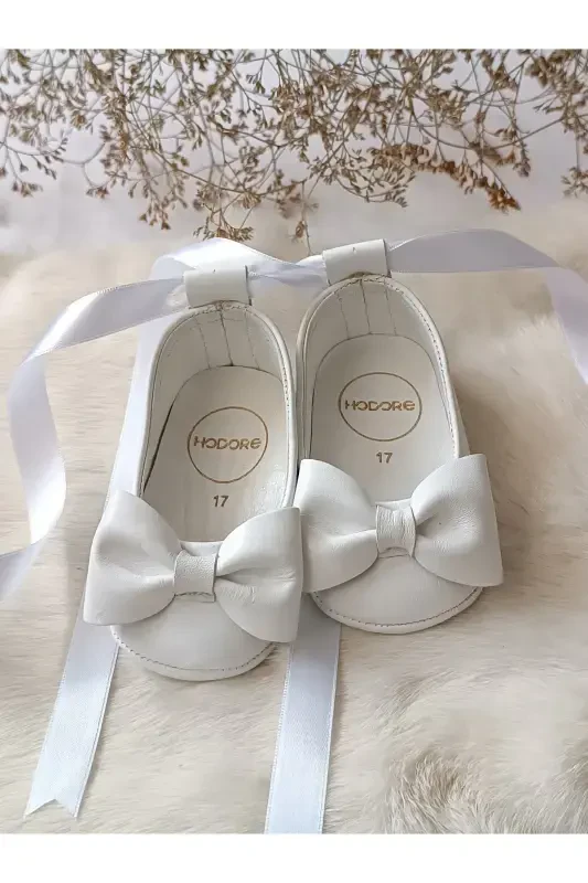 Perla White Genuine Leather Baby Moccasin-Matte White - 4