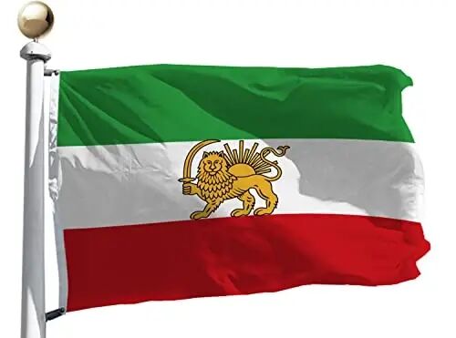Persian Iran Flag with Lion Sun Iranian Flag 3x5 Ft | Double Sided, Canvas Header and Double Stitched, Brass Grommets for Easy Display - rhungift