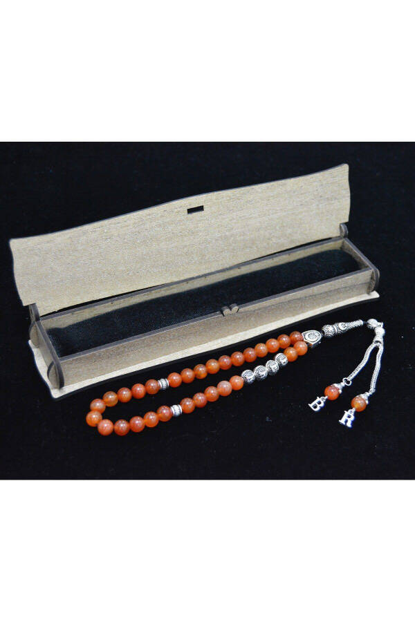 Personalized agate stone rosary, in a gift box. - 3