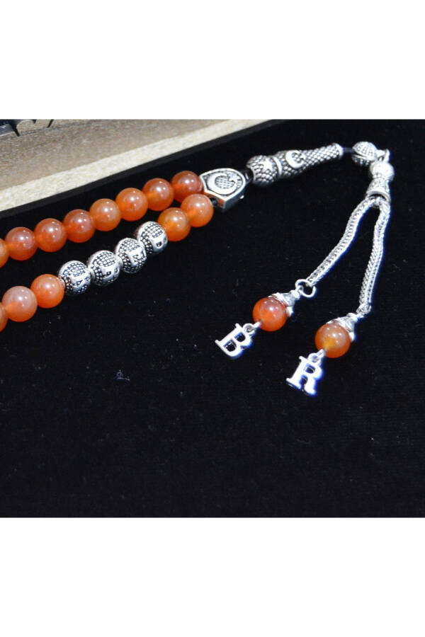 Personalized agate stone rosary, in a gift box. - 4