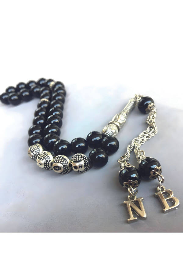 Personalized Black Onyx Prayer Beads, Gift for Father, Gift for Lover - 1