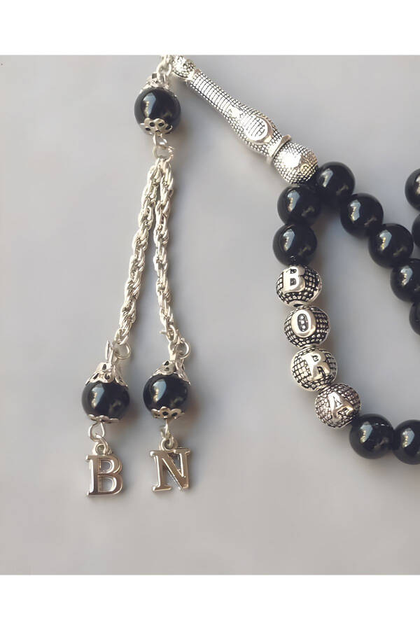 Personalized Black Onyx Prayer Beads, Gift for Father, Gift for Lover - 2