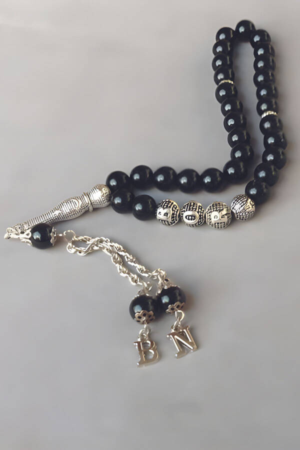 Personalized Black Onyx Prayer Beads, Gift for Father, Gift for Lover - 3