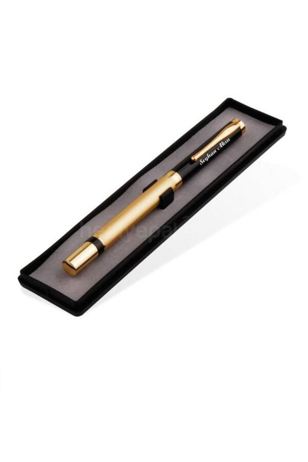 Personalized, boxed, luxury roller pen, black capped. - 3