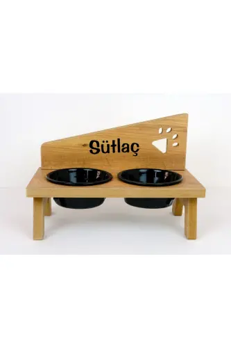 Personalized Ceramic Bowl Pet Food and Water Stand - Black - 4
