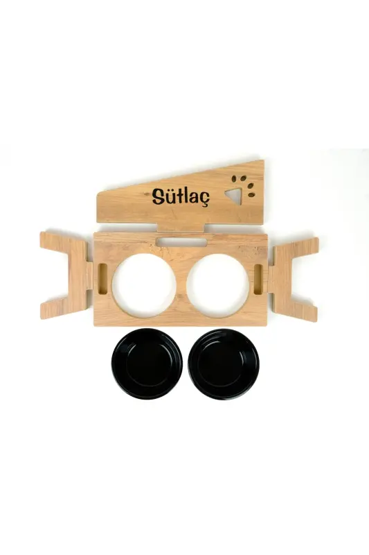 Personalized Ceramic Bowl Pet Food and Water Stand - Black - 5