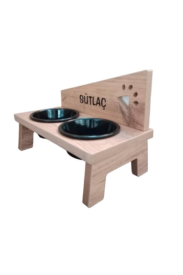 Personalized Ceramic Bowl Pet Food and Water Stand - Black - 9