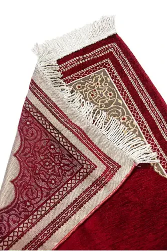 Personalized Chenille Prayer Mat with Embroidered Name in Burgundy - 3