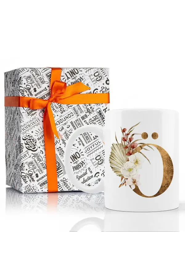 Personalized Coffee Mug - Flower Detailed Ö Letter Printed Coffee / Tea Mug - 7