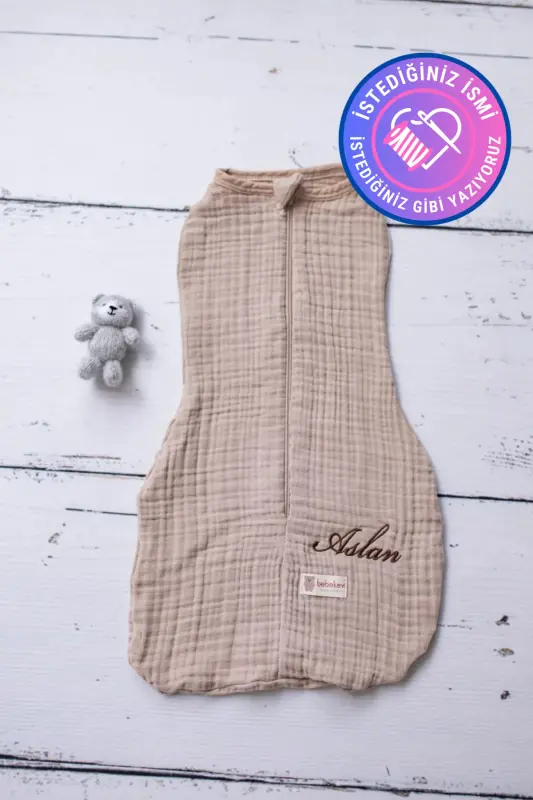 Personalized Embroidered 4-Layer Cotton Anti-Allergic Bamboo Muslin Jumpsuit Swaddle - TINYKIDDESIGN