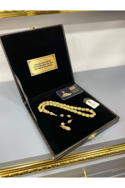 Personalized, Gift Boxed 24K Gold Particle Tasbih for Men, Personalized Certificate - 2