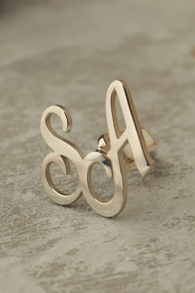 Personalized Initial Cufflinks in 925 Sterling Silver with 14K Gold Plating - 3