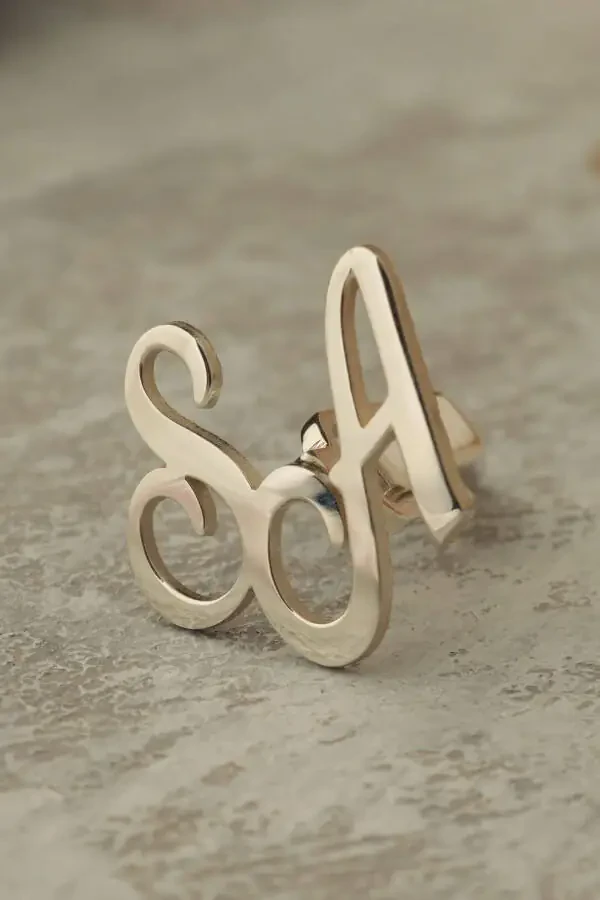 Personalized Initial Cufflinks in 925 Sterling Silver with 14K Gold Plating - 3
