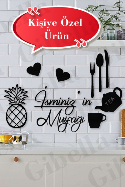 Personalized Kitchen Decoration with Name, Wooden Kitchen Decor Tabletop Sign - 1