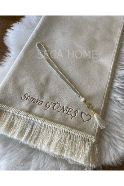 Personalized luxury velvet prayer rug. - 2