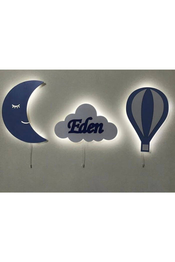 Personalized Moon Balloon Cloud Night Light for Kids Room Baby Room Decorative LED Lighting Set - 1