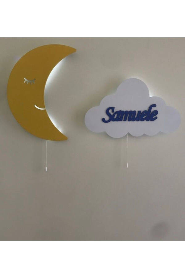 Personalized Moon Cloud Night Light Children's Baby Room Decorative Led Lighting Ask For Name - 1