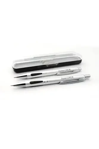 Personalized Name 2-Piece Pen Set, New Year's-Grey - PİGADO (1)