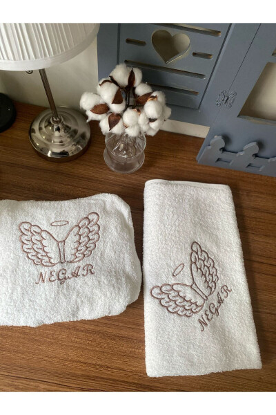 Personalized Name Embroidery Angel Wing Pattern Baby Towel Robe Set 0-3 Years - 5