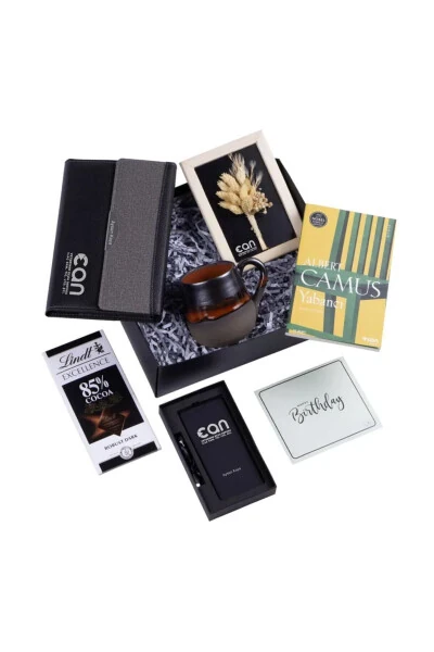 Personalized Organizer Power Bank Mug Chocolate Decorative Flower And Foreign Book Birthday Gift - KITAPLI HEDIYE