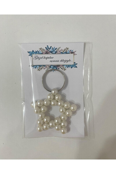 Personalized Pearl Star Keychain 10 Pieces Engagement Ceremony Henna Wedding Circumcision Birthday Maulud - 6