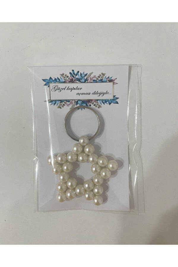 Personalized Pearl Star Keychain 10 Pieces Engagement Ceremony Henna Wedding Circumcision Birthday Maulud - 4