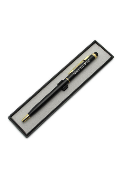 Personalized thin design boxed ballpoint pen (black-gold) - 6