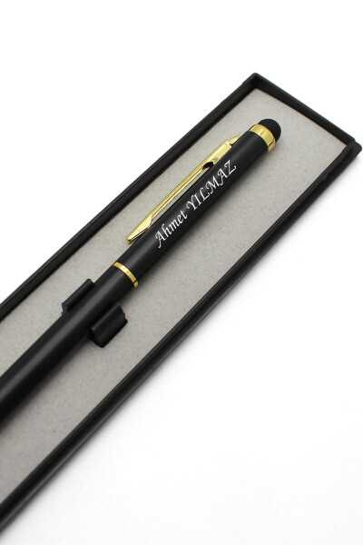 Personalized thin design boxed ballpoint pen (black-gold) - 7