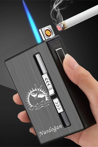 Personalized USB Rechargeable Lighter Cigarette Case - 9