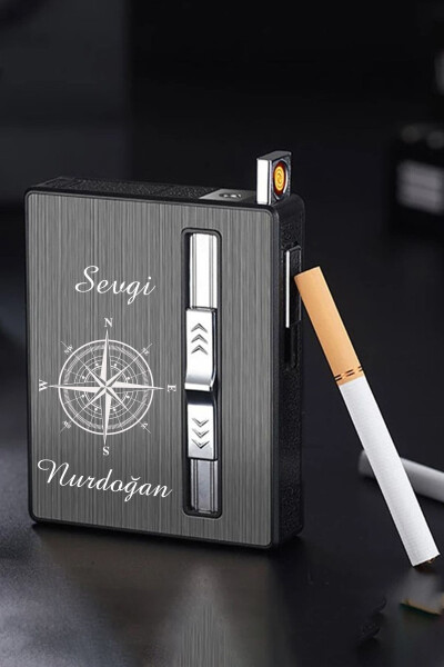 Personalized USB Rechargeable Lighter Cigarette Case - 10