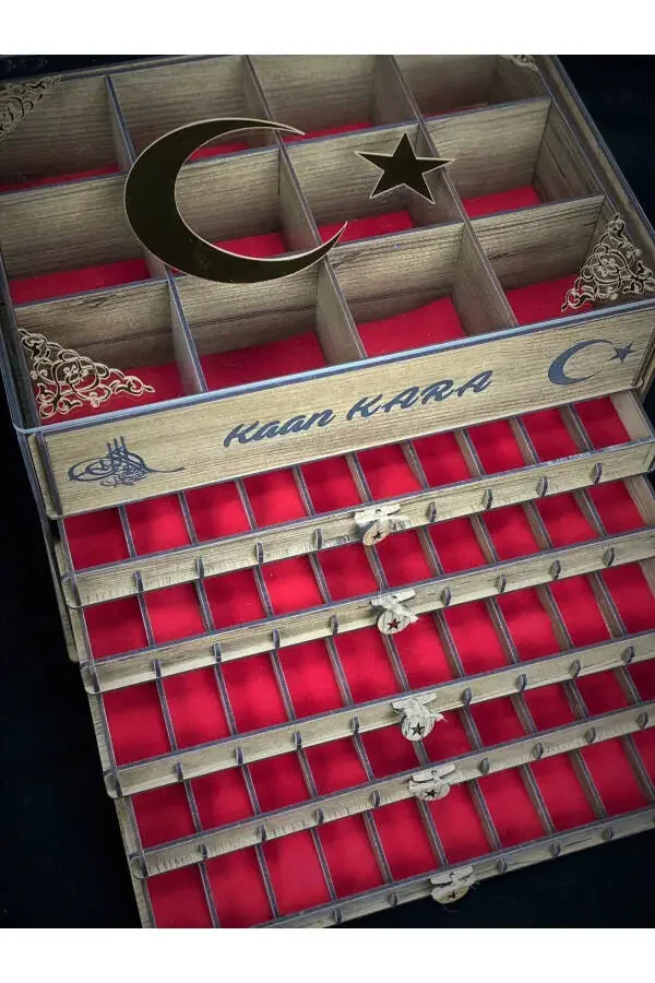 Персонализированная деревянная коробка для коллекции чёток и часов (50 чёток, 12 часов). - 11