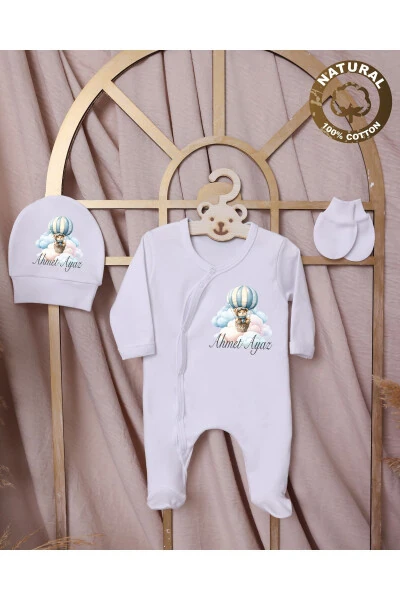 Персонализированный подарочный набор для новорожденных: комбинезон, шапка, варежки с именем, 100% хлопок. - YZC HOME SIZE DAIR...
