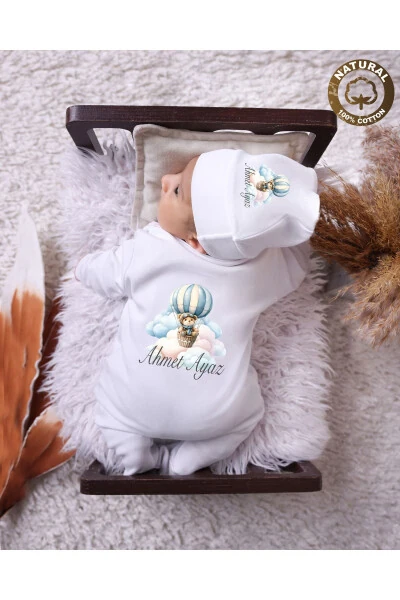 Персонализированный подарочный набор для новорожденных: комбинезон, шапка, варежки с именем, 100% хлопок. - YZC HOME SIZE DAIR... (1)