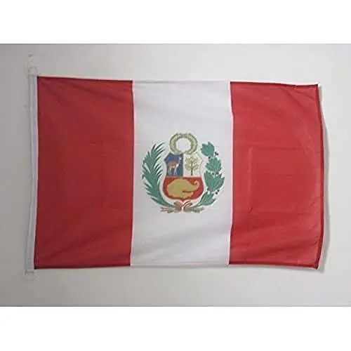 Peru NAUTICAL Flag 18'' x 12'' - Peruvian flags 30 x 45 cm. - Banner 12x18 in for boat - AZ FLAG 