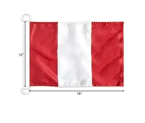Peru without arms NAUTICAL Flag 18'' x 12'' - Peruan civil flags 30 x 45 cm. - Banner 12x18 in for boat - AZ FLAG - 5