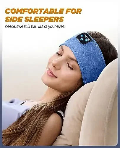 Perytong Bluetooth Headband Headphones, Yonboshlab uxlaydiganlar uchun Bluetooth naushniklari - Yostiqli naushnik, Yupqa dinamikli mikrofon, Qo'lsiz sovg'a ayollar va erkaklar uchun - 4