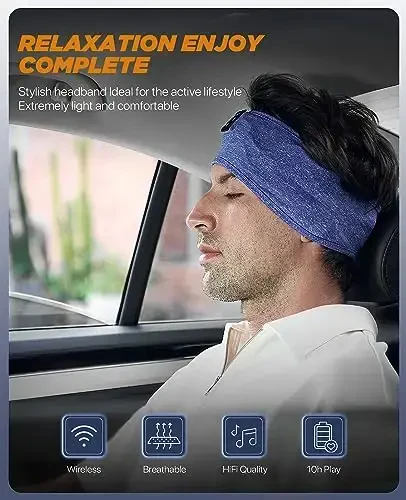 Perytong Bluetooth Headband Headphones, Yonboshlab uxlaydiganlar uchun Bluetooth naushniklari - Yostiqli naushnik, Yupqa dinamikli mikrofon, Qo'lsiz sovg'a ayollar va erkaklar uchun - 5
