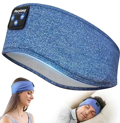 Perytong Bluetooth Headband Headphones, Sleep Headphones Bluetooth for Side Sleepers - Sleeping Headband with Thin Speaker Microphone Handsfree Gift Ideas for Women Men - 1