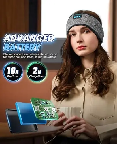 Perytong Bluetooth Sleep Headphones Headband with HD Speakers - Noise Cancelling, for Side Sleepers, Workout, Jogging, Yoga - 6