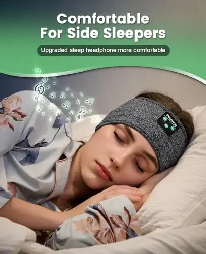 Perytong Sleep Headband - Yonboshlab uxlaydiganlar uchun Bluetooth uxlash naushniklari - Yupqa dinamikli mikrofonli qulay bosh bandi bilan uxlash uchun naushniklar Ayollar erkaklar uchun sovg'a g'oyalari - 3